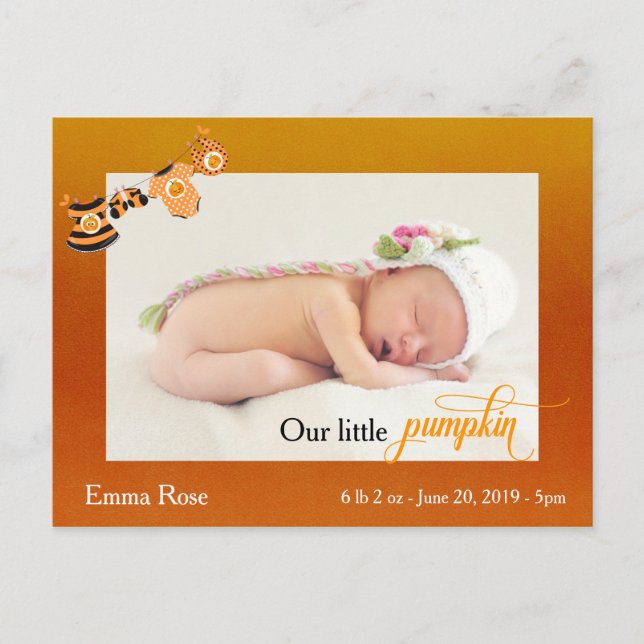 Cartão Postal Anúncio de Nascimento de Abóbora de Outubro de Hal (Frente)