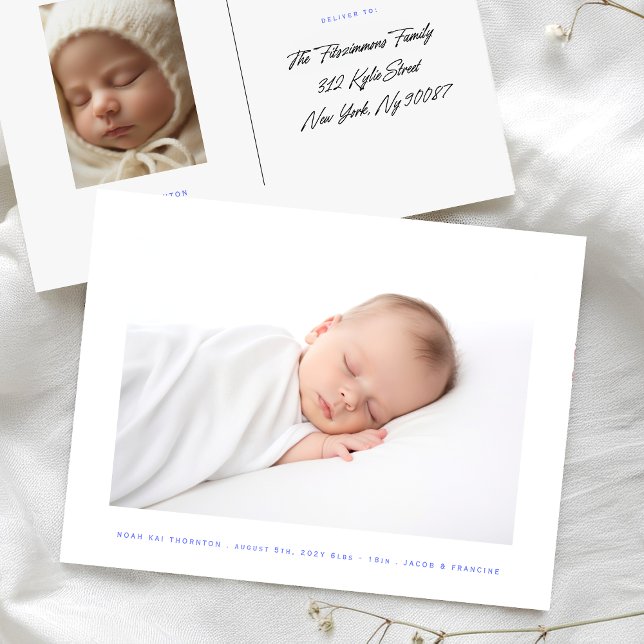 Cartão Postal anúncio de nascimento de bebê com fotografia moder (Criador carregado)