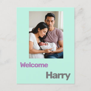 Cartão Postal anúncio de nascimento de bebê personalizado modern