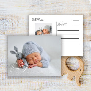 Cartão Postal Anúncio de Nascimento de Bebê Recém-Nascido Foto O