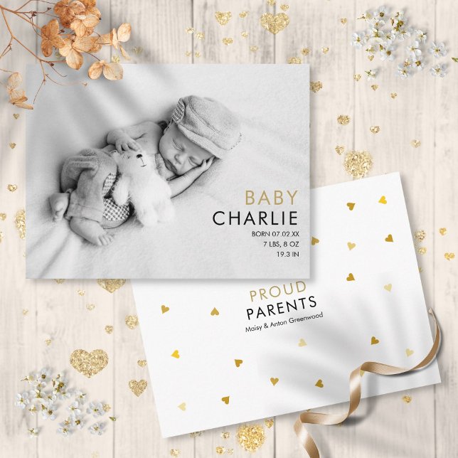 Cartão Postal Anúncio de Nascimento de Bebê Simples e Elegante (Simple Elegant Baby Photo Birth Announcement Postcard)