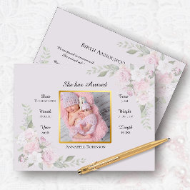 Cartão Postal Anúncio de nascimento de foto