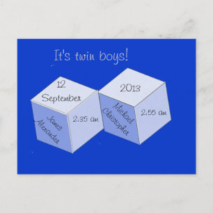 Cartão postal - Anúncio de Nascimento de Gêmeos Me