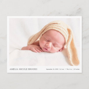 Cartão Postal Anúncio de Nascimento de Nova Menina Foto Persona