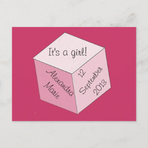 Cartão-postal - Anúncio de Nascimento de Rapariga