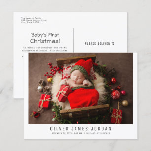 Cartão Postal Anúncio de Nascimento do Bebê no Natal