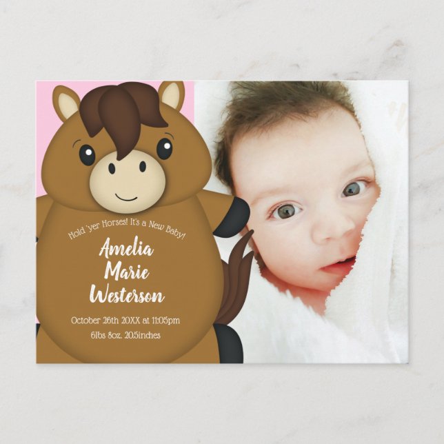 Cartão Postal Anúncio de Nascimento do Cavalo (Frente)