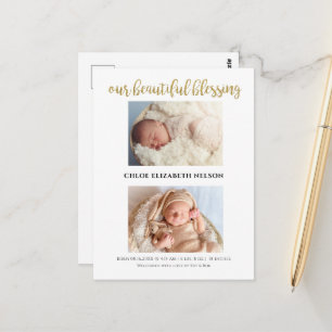 Cartão Postal Anúncio de Nascimento do Nosso Belo Bebê Abençoado