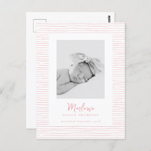 Cartão Postal Anúncio de Nascimento em Lixa Rosa com Traço Cláss