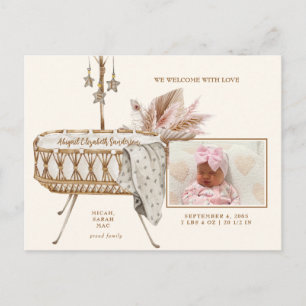 Cartão Postal Anúncio de Nascimento Foto Berço Antigo Pampas