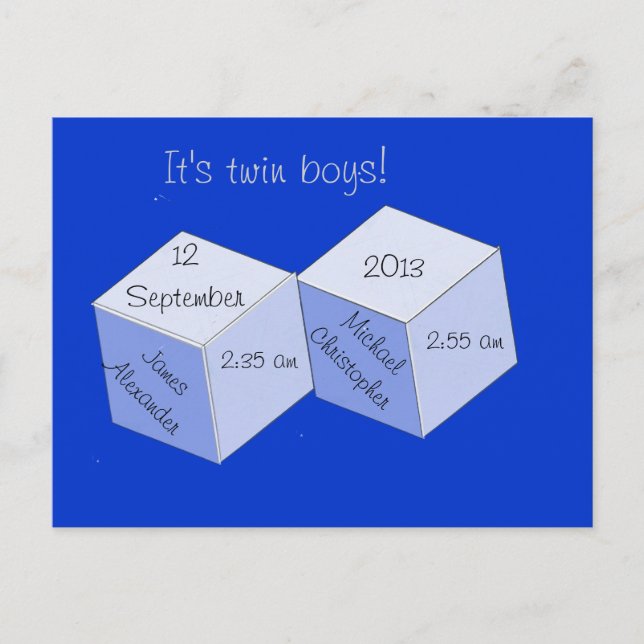 Cartão-postal - Anúncio de nascimento gêmeo (Frente)