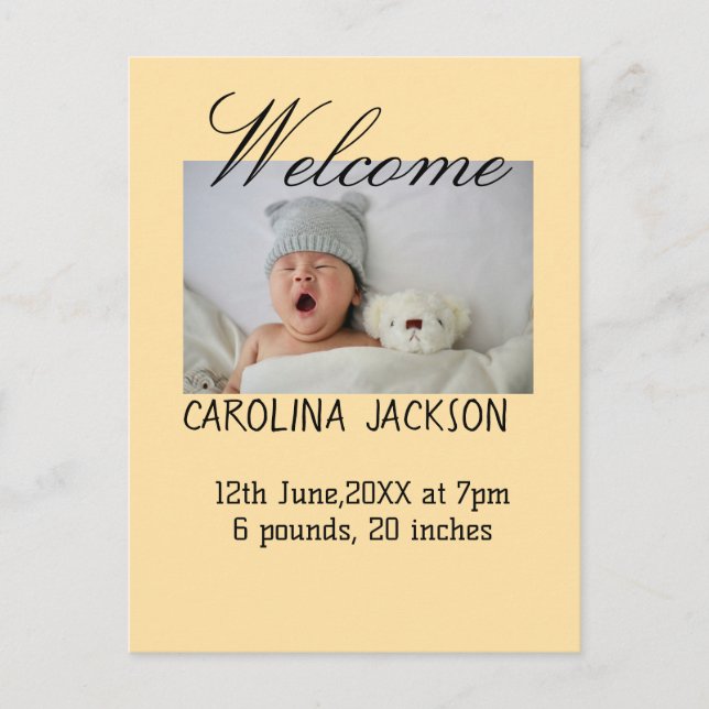 Cartão Postal Anúncio de nascimento moderno da nova nascer (Frente)