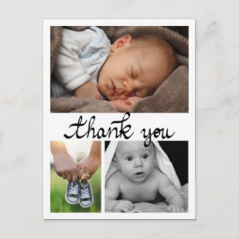 Cartão Postal Anúncio de nascimento Obrigado Fotos Modernas Três