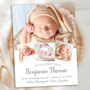 Cartão Postal Anúncio de Nascimento Personalizado do Bebê 4 Foto