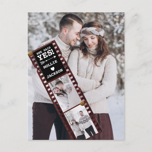 Cartão Postal Anúncio De noivado Ela Disse Sim Foto (Frente)