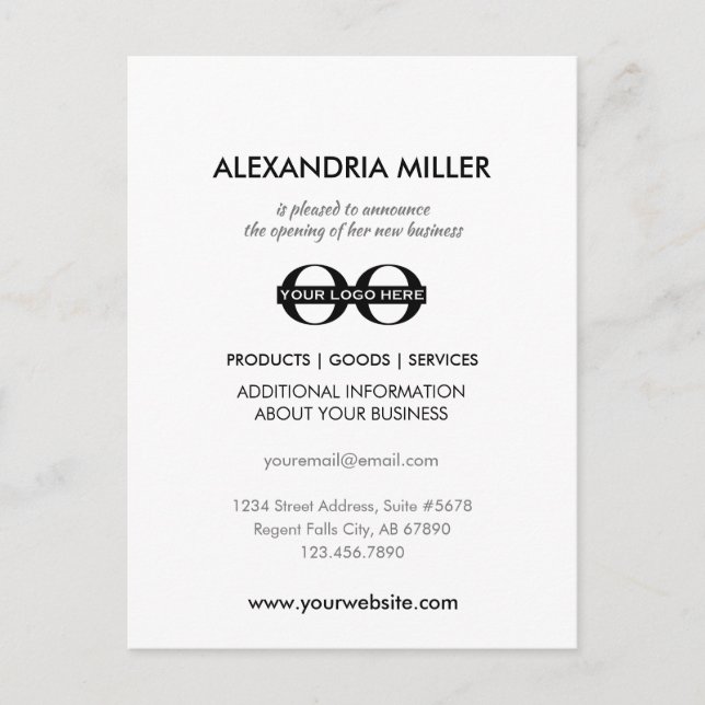 Cartão Postal Anúncio de nova empresa (Frente)