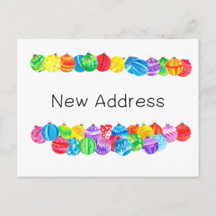 Cartão Postal Anúncio de Novo Endereço, balões de aquarela