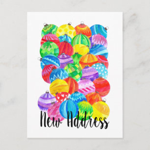 Cartão Postal Anúncio de novo endereço, borbulhas de aquarela