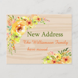 Cartão Postal Anúncio de Novo Endereço das Flores Amarelas