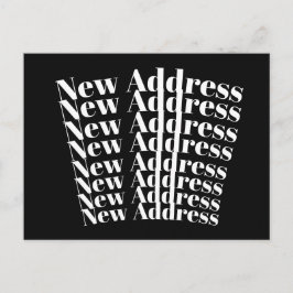 Cartão Postal Anúncio de Novo Endereço Preto e Branco Moderno
