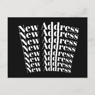 Cartão Postal Anúncio de Novo Endereço Preto e Branco Moderno