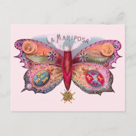 Cartão Postal Anúncio de pintura antiga de borboleta de charuto