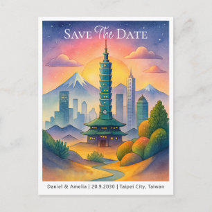 Cartão Postal Anúncio de Salve a Data   Cidade de Taipei Taiwan 