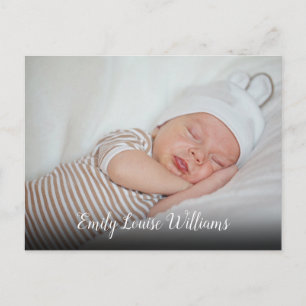 Cartão Postal Anúncio de Script de Foto Simples para Bebês