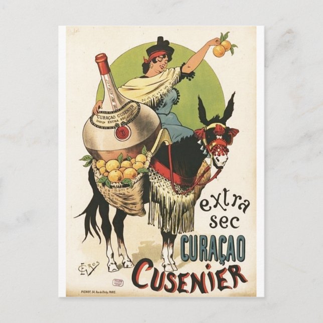 Cartão Postal Anúncio de "Sec. Extra Curaçao Cusenier" Liquer (Frente)