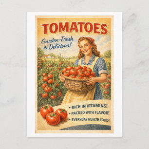 Cartão Postal Anúncio de Tomate ao Estilo Vintage