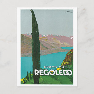 Cartão Postal Anúncio de viagem italiano do Lago Como Vintage