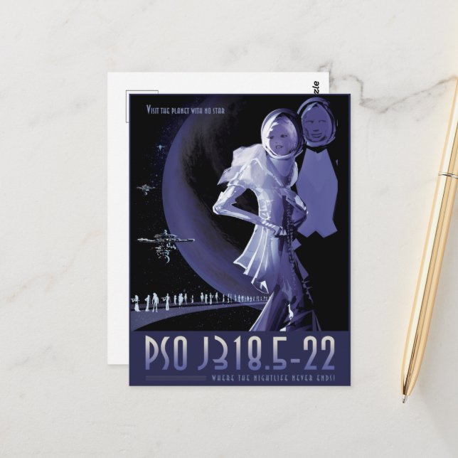 Cartão Postal Anúncio de Viagens de Ficção Científica, Planeta P (Frente/Verso In Situ)