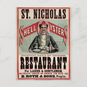Cartão Postal Anúncio de Vintage de Ostras Shell