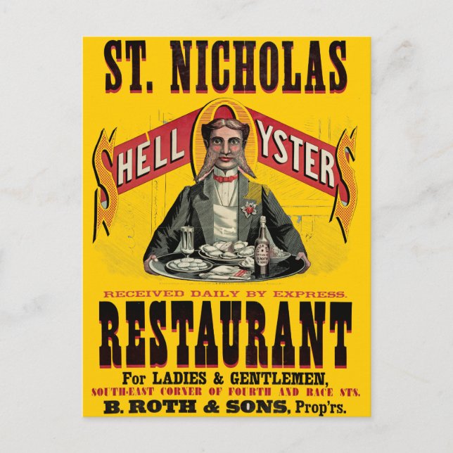 Cartão Postal Anúncio de Vintage de Ostras Shell (Frente)
