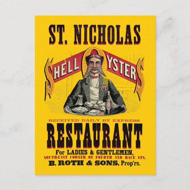 Cartão Postal Anúncio de Vintage de Ostras Shell (Frente)