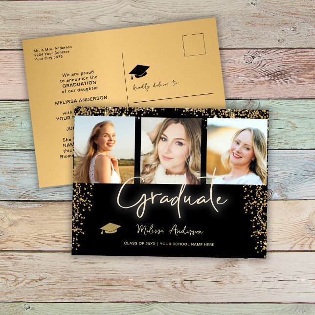 Cartão Postal Anúncio do balão azul Marinho do Formando Dourado  (Criador carregado)