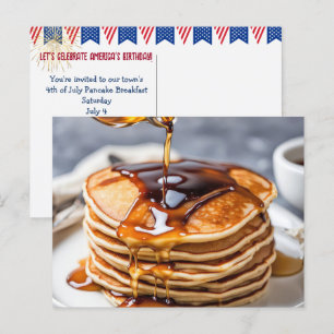 Cartão Postal Anúncio do Café da Pancake em 4 de julho
