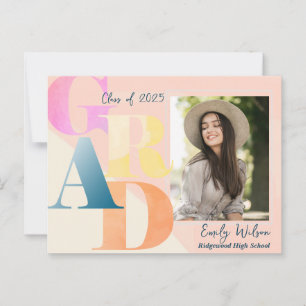 Cartão Postal Anúncio do Formando de Foto do Elegant 2024 FORMAN