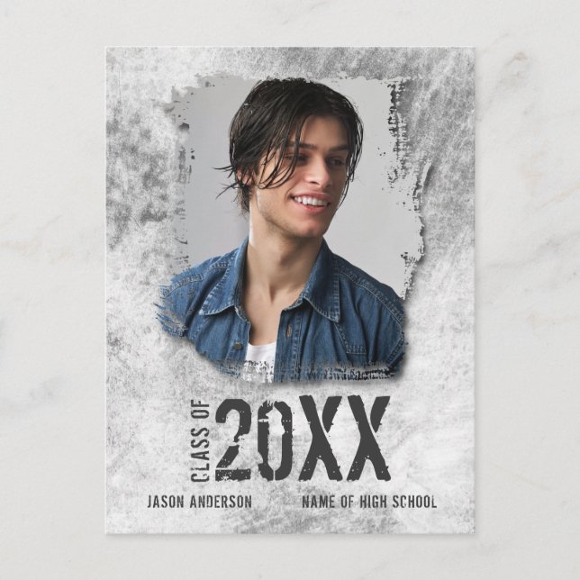 Cartão Postal Anúncio do Formando de Foto do legal Modern Grunge (Frente)