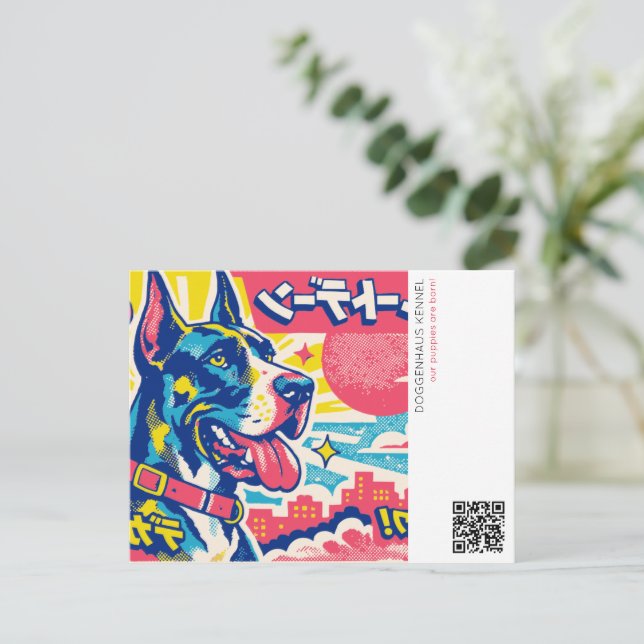 Cartão Postal Anúncio do Grande Dane Azul (Em pé/Frente)
