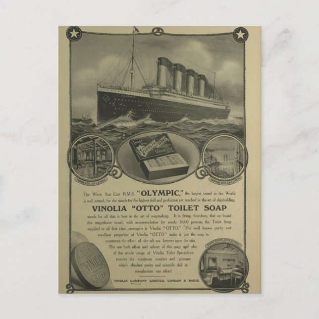 Cartão Postal Anúncio do sabão de toalete de Vinolia Otto (Frente)