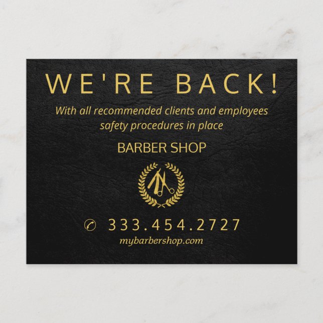 Cartão Postal Anúncio do salão de barbeiro covid-19 na grande re (Frente)