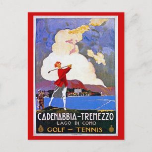 Cartão Postal Anúncio do viagem italiano Vintage 1920 Lake Como