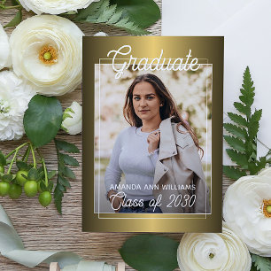 Cartão Postal Anúncio Dourado de graduação minimalista brilhante