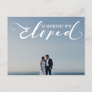 Cartão Postal Anúncio Elegante de Casamento Surpresa "Eloped"