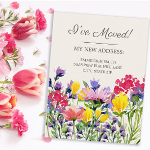 Cartão Postal Anúncio em Movimento Flores Amarelas Púrpuras