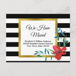 Cartão Postal Anúncio Floral e Movimento Striped Elegante