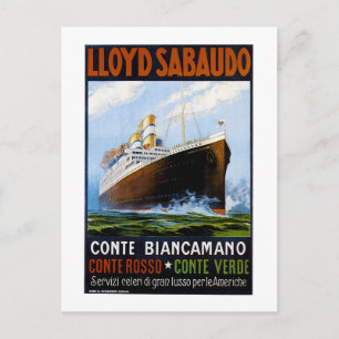 Cartão Postal Anúncio Lloyd Sabaudo Vintage Ocean Liner