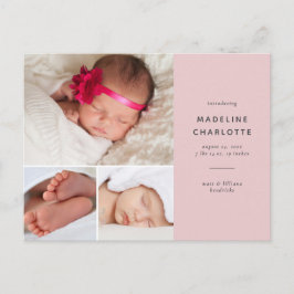 Cartão Postal Anúncio Multi-Foto de Bebê Rosa