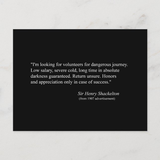 Cartão Postal Anúncio para a expedição Shackelton NIMROD 1907 (Frente)